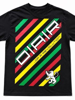 OAR “…Of A Revolution” Graphic Tee Black Rasta Stripe T-Shirt Large USA Made